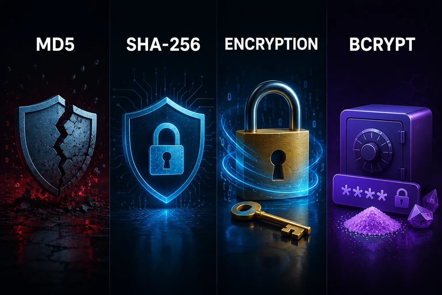 MD5, SHA-256, Encryption և bcrypt․ ինչ տարբերություն կա դրանց միջև